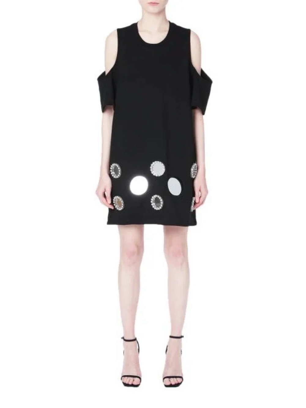 AREA Cold Shoulder Crystal Embellished Mini Dress